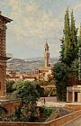 Antonietta Brandeis Canvas Paintings - View of the Palazzo Vecchio in Florence
